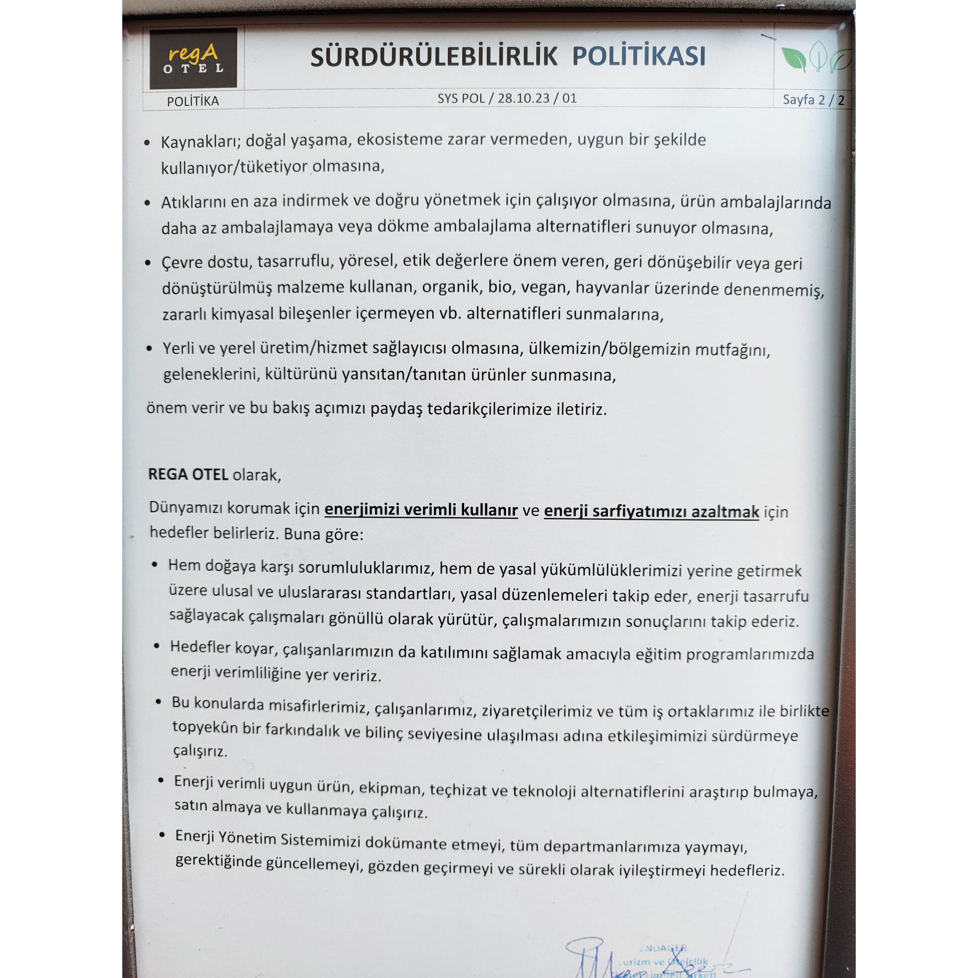 Sürdürülebilirlik Politikası 2/2 (Sustainability Policy 2/2)